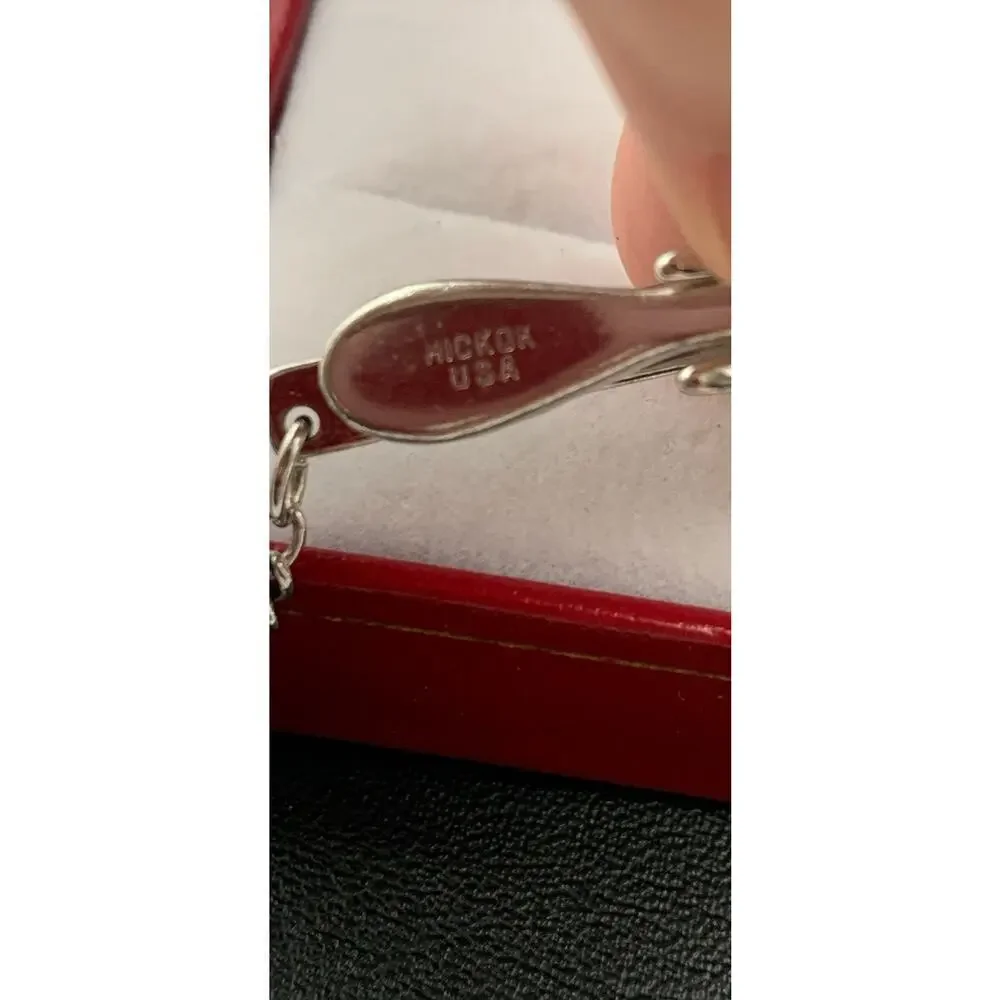 Vintage Hickok Silver Tone Tie Tack /‎ Clip Signed